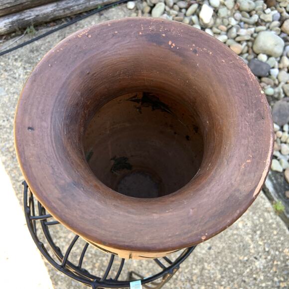 Vintage Decorative Segmented Wood Look Pottery Vase - Picture 5 of 8